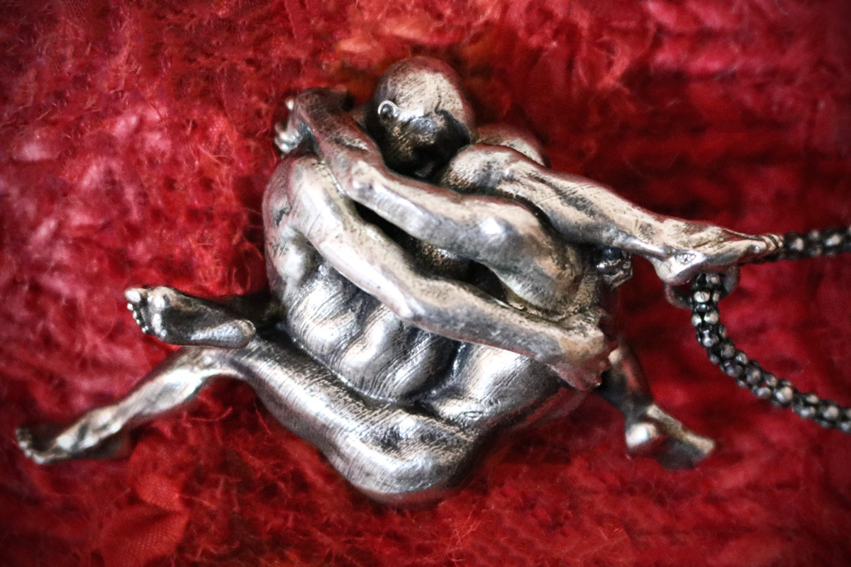 Freedom to Love Amulet, solid silver, 2.5X1.5X1"